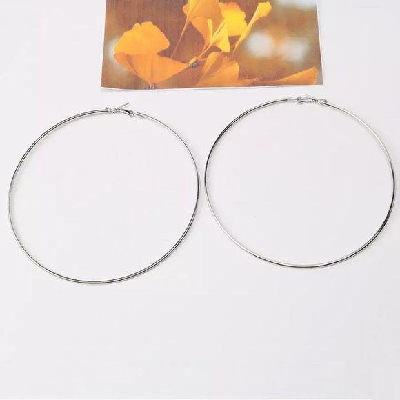 New! Silver Hoop Earrings - Picture 4 of 8